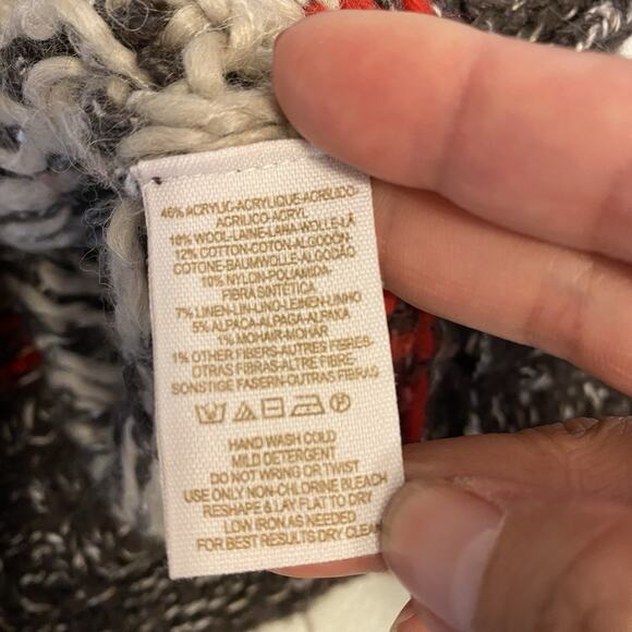 Free People Fair Isle Chunky Knit Boxy Oversized Sweater SP Wool Blend OldMoney - Picture 5 of 8